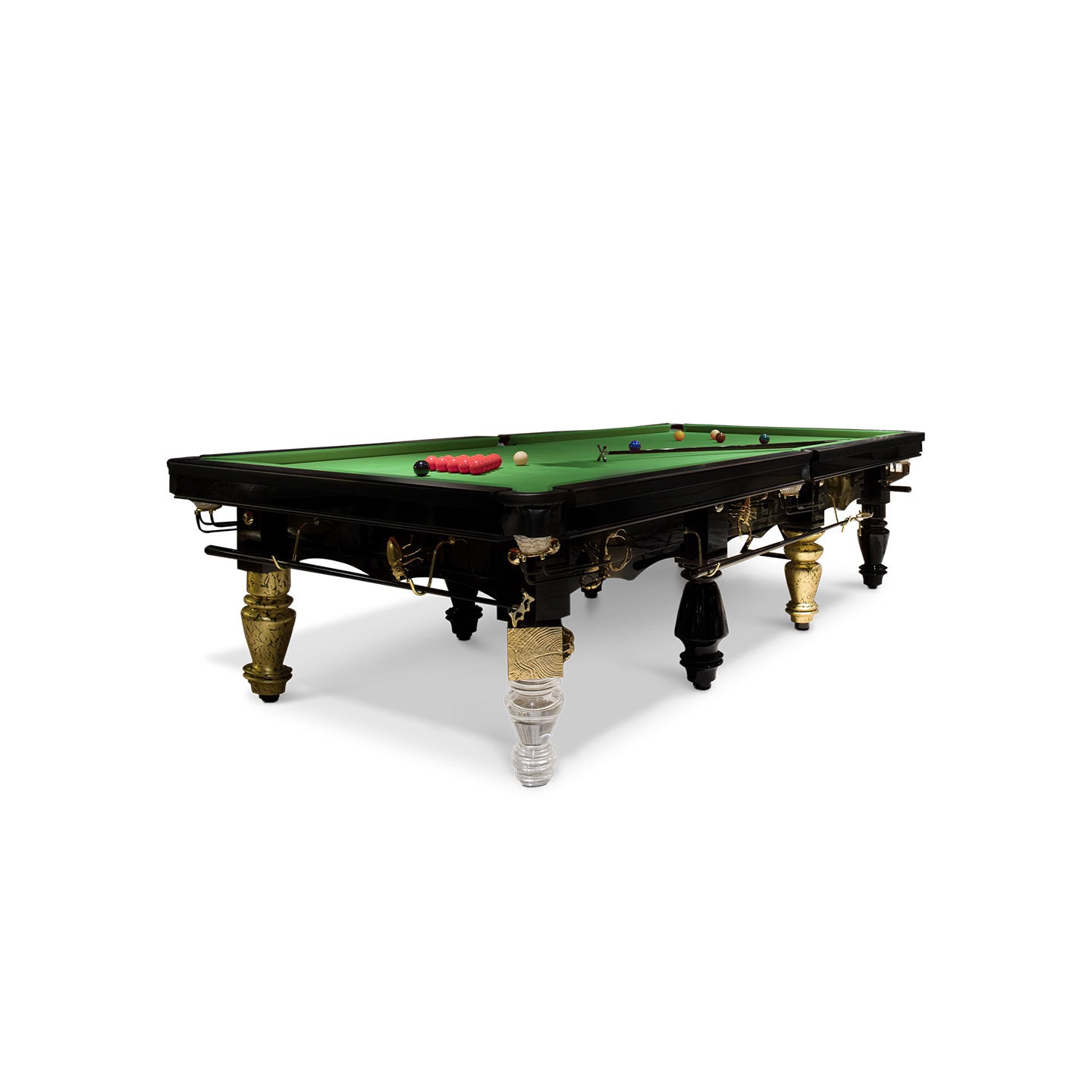 New  Top Level VIP Luxury Gaming Room Billiard Table Gree Black Snooker Rectangular Imported Solid Wood Brass Pool Table for Villa