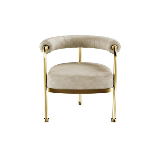 Luxury Gold Metal Frame Velvet Dining Chair with Rounded Backrest Designer Chair