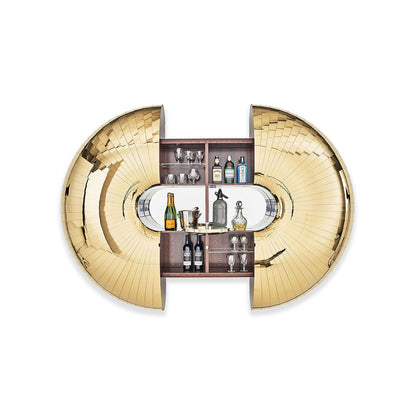 Luxury Retractable Wall-Mounted Bar Cabinet - Gold & Black Finishes