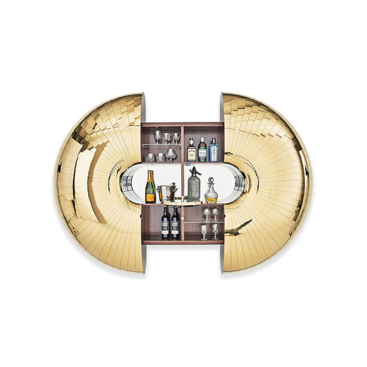 Luxury Retractable Wall-Mounted Bar Cabinet - Gold & Black Finishes