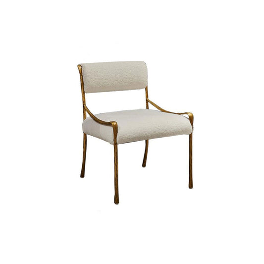 Luxury Designer Contemporary Light Eco-Friendly Tufted Linen Upholstered Metal Dining Chairs for Restaurant and Home Use