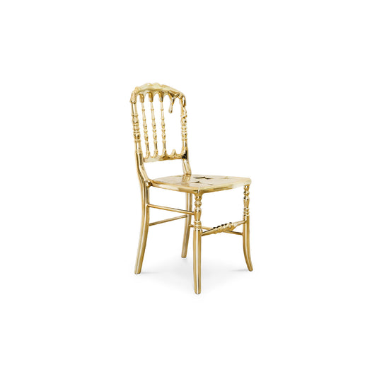 Conceptual design modern luxury dining chair: Golden Dripping Bone Chair