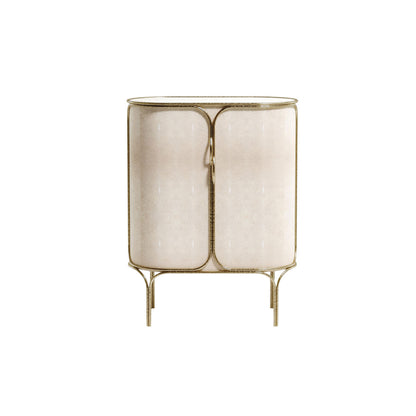 Shagreen Bar Cabinet with Bronze-Patina Brass Details