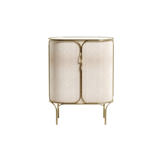Shagreen Bar Cabinet with Bronze-Patina Brass Details