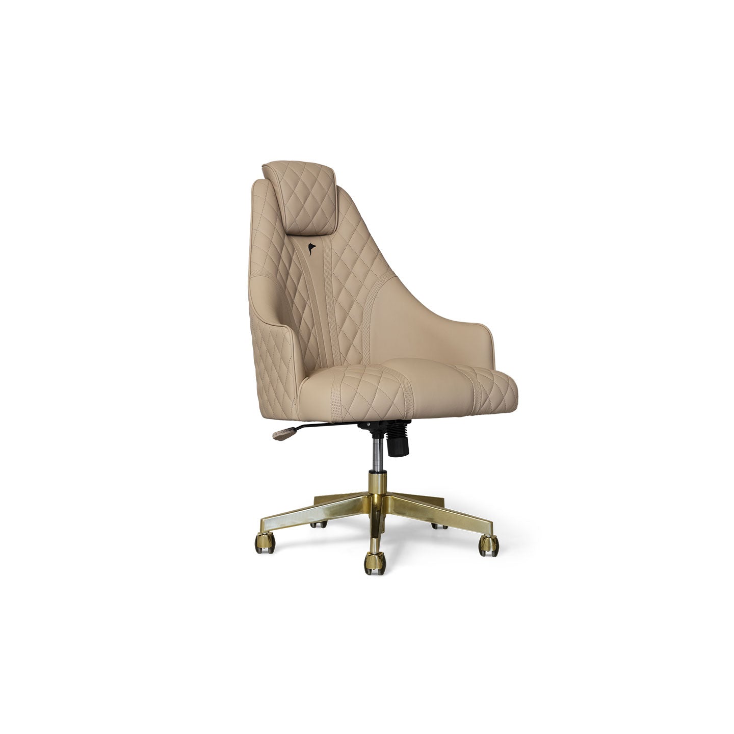 Luxury Beige Leather Executive Chair with Gold Base