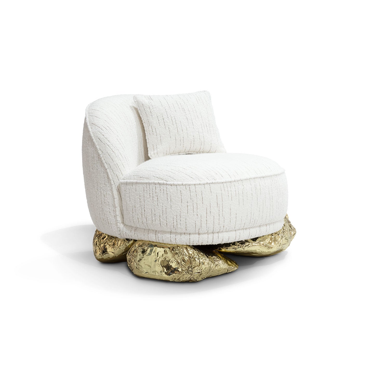 Custom Luxury Hand-Hammered Brass Armless Single Sofa