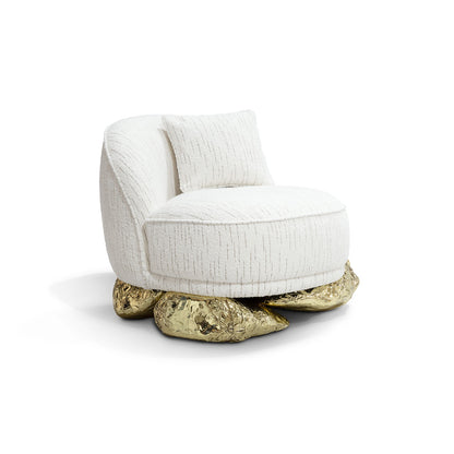 Custom Luxury Hand-Hammered Brass Armless Single Sofa