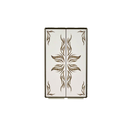 Luxury Embellished Bar Cabinet - White & Gold with LED Interior