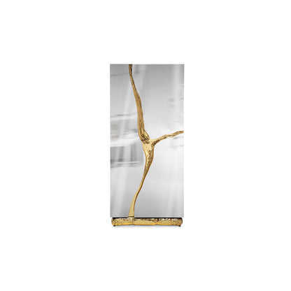 Statement Luxury Mirror Bar Cabinet with Sculptural Brass Detail