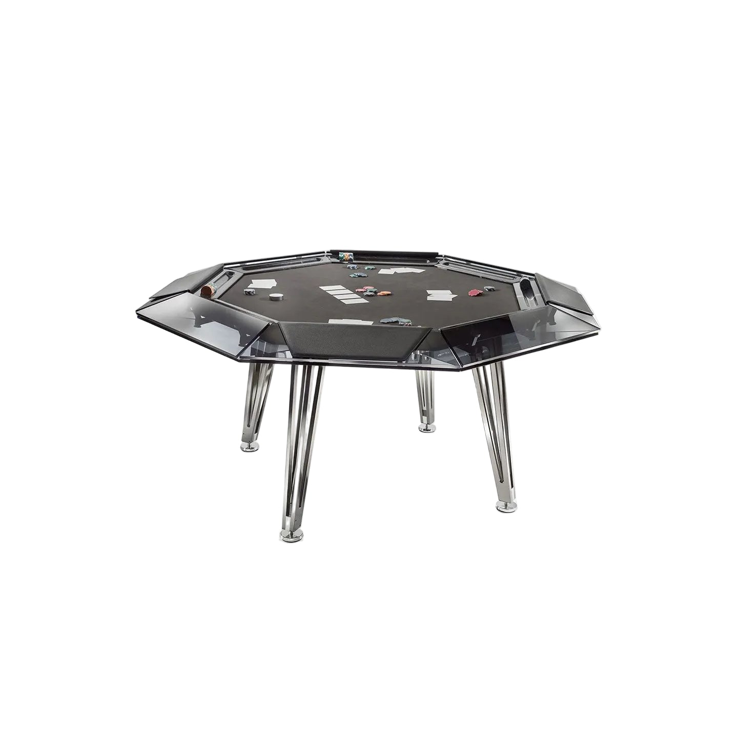 Luxury Modern Glass Eight-player Chess and Card Table Stainless Steel Leg Table Large Board Games for Relax at Home