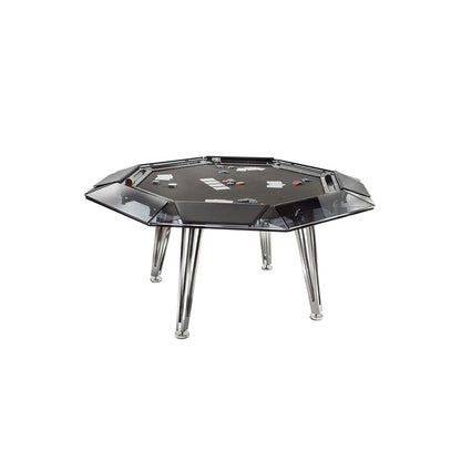 Luxury Modern Glass Eight-player Chess and Card Table Stainless Steel Leg Table Large Board Games for Relax at Home