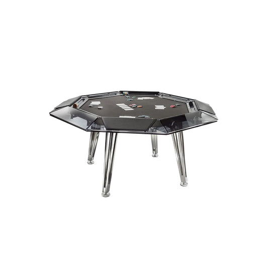 Luxury Modern Glass Eight-player Chess and Card Table Stainless Steel Leg Table Large Board Games for Relax at Home