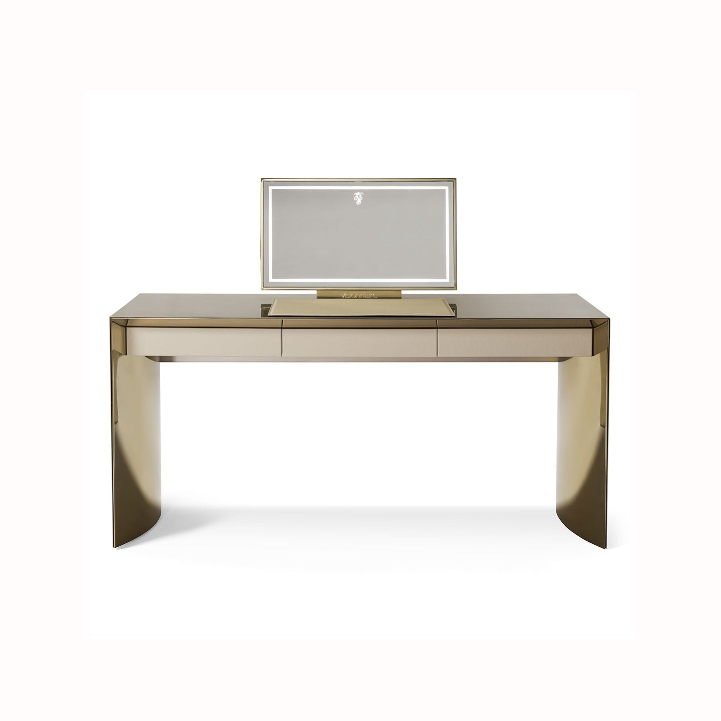 Luxury Gold Vanity Desk with LED Mirror