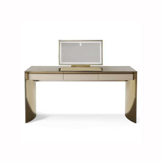 Luxury Gold Vanity Desk with LED Mirror