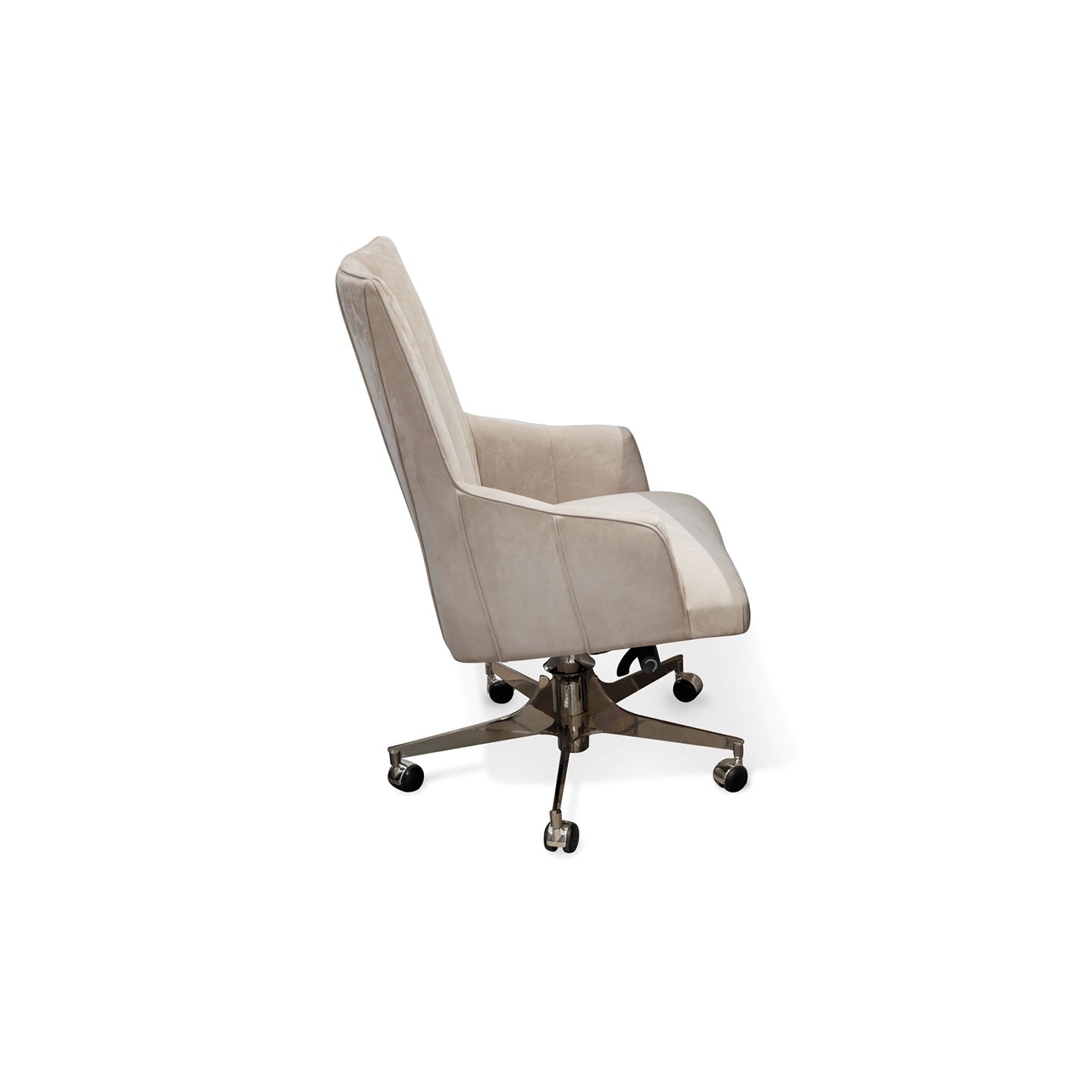 Beige Velvet Adjustable Swivel Office Chair with Gold plating Base