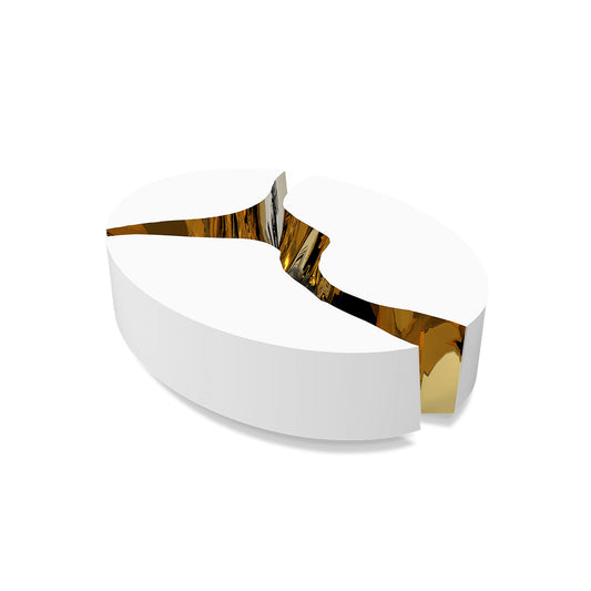 oval white center table