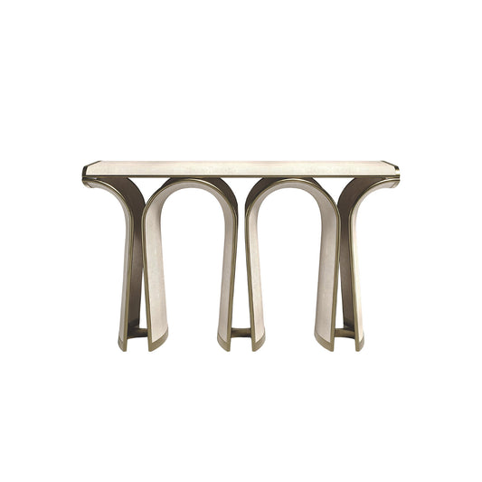 Shagreen Console with Bronze-Patina Brass Details by