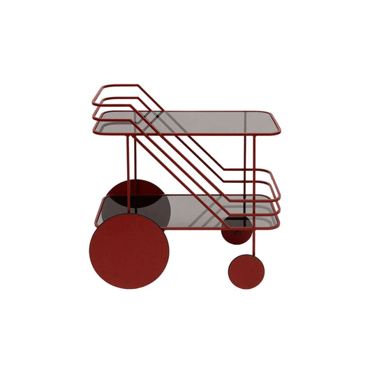 Modern Glass Bar Cart, 2-Tier Rolling Serving Cart with Wheels for Home Bar, Living Room & Kitchen