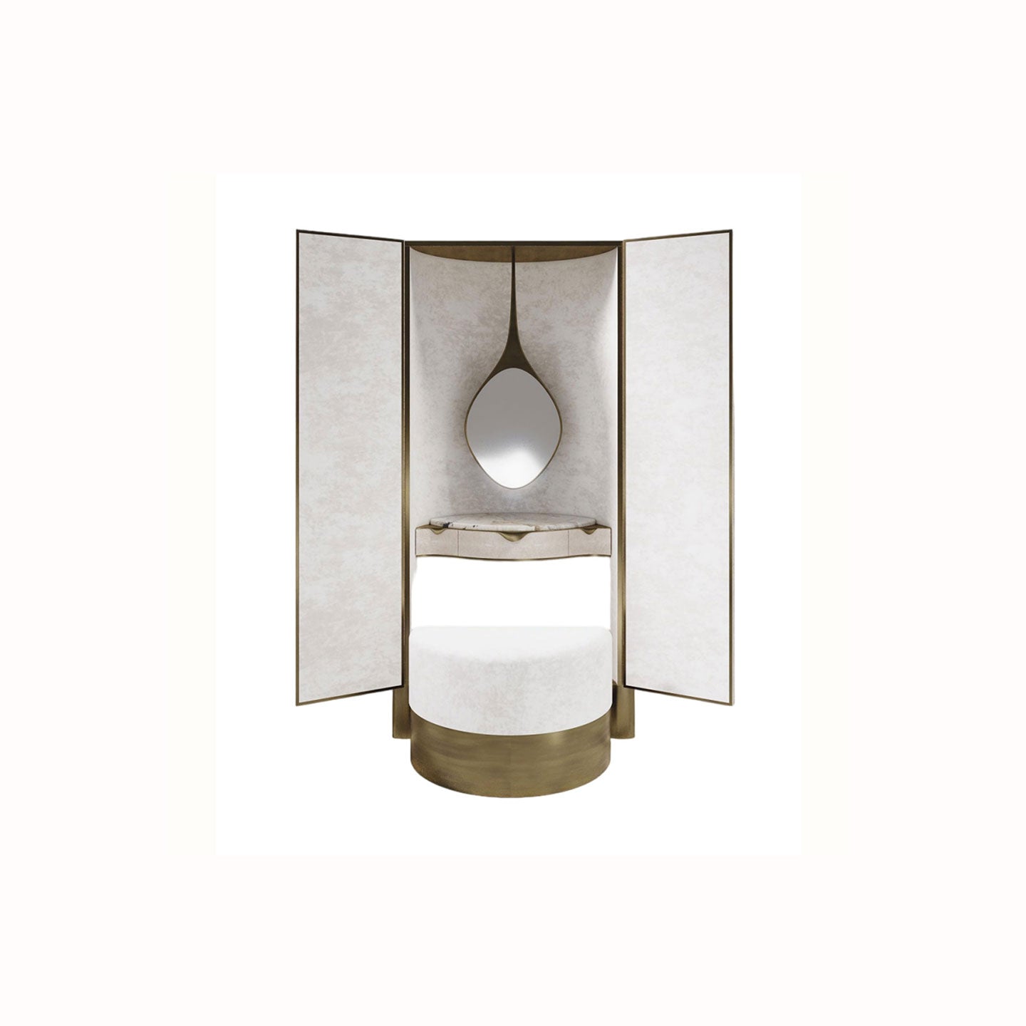 Luxury Curved Vanity Cabinet with Folding Screens
