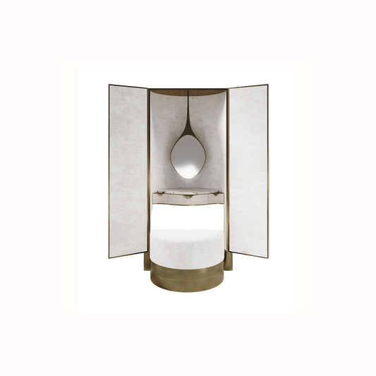 Luxury Curved Vanity Cabinet with Folding Screens