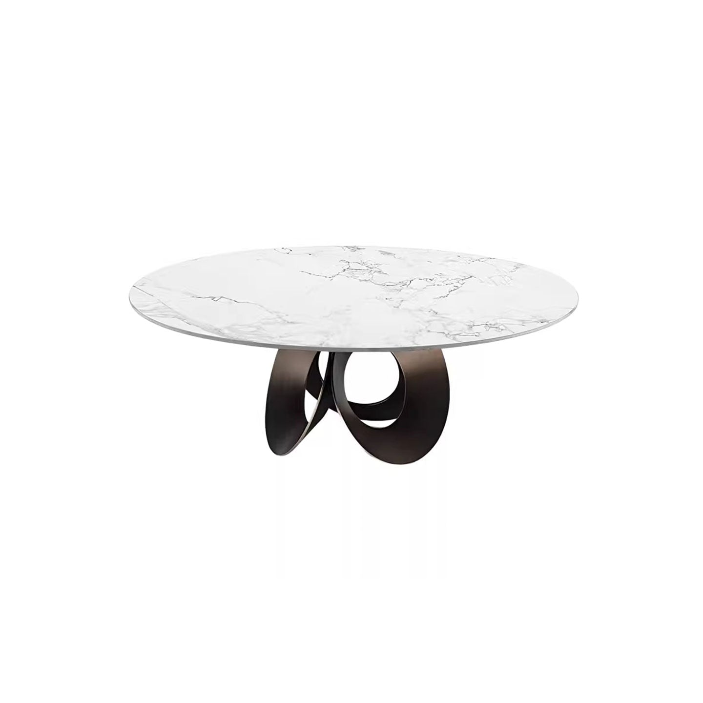 Metal and marble dining tables with swivel function