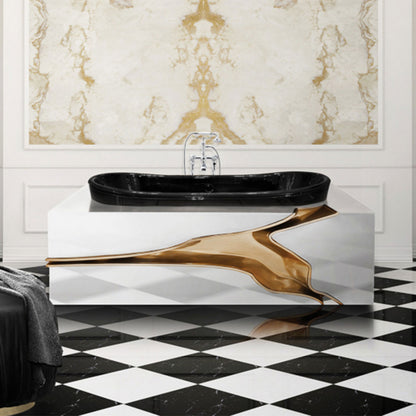 High End Hotel Modern Latest European Bathroom Designs  Rectangular Freestanding White Bathroom Bathtub