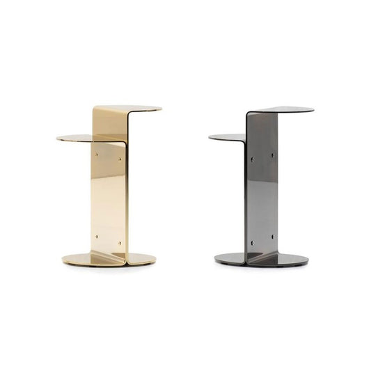 Polished stainless steel side table