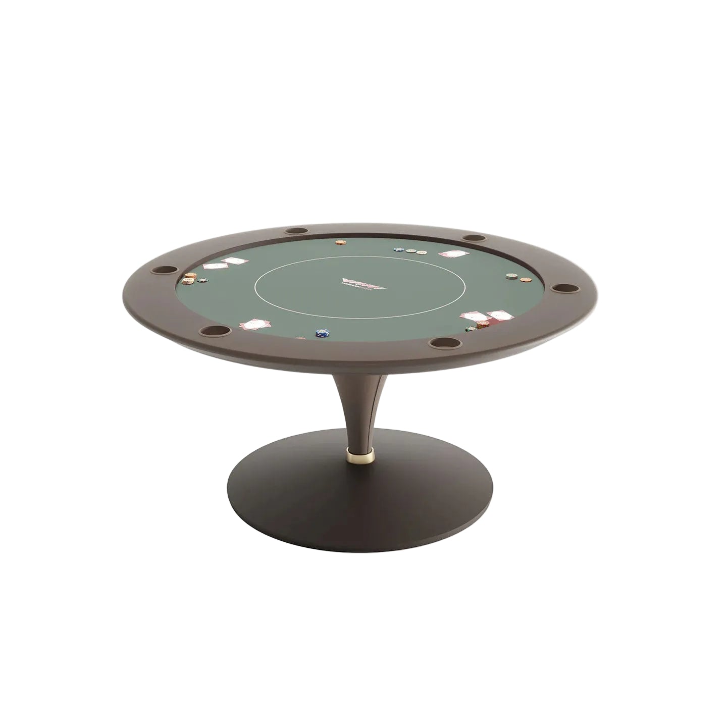 Modern Round Game Table With Felt Surface and Wooden Frame