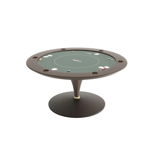 Modern Round Game Table With Felt Surface and Wooden Frame