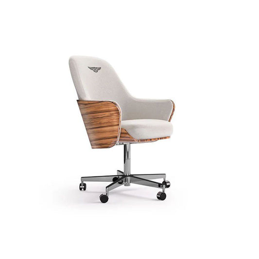 Luxury -Style Executive Chair with Wood & Light Fabric
