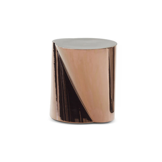 Polished stainless steel sofa side table