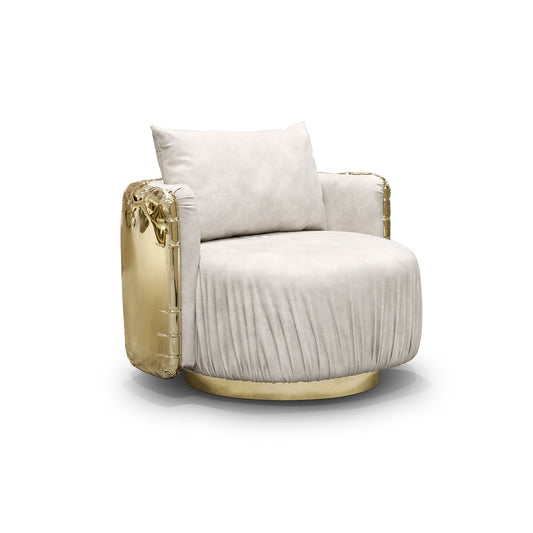 Hammered Metal Swivel Lounge Chair