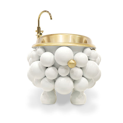 Custom modern luxury bathroom bathtub with white bubble balls and a gold interior freestanding bathtub