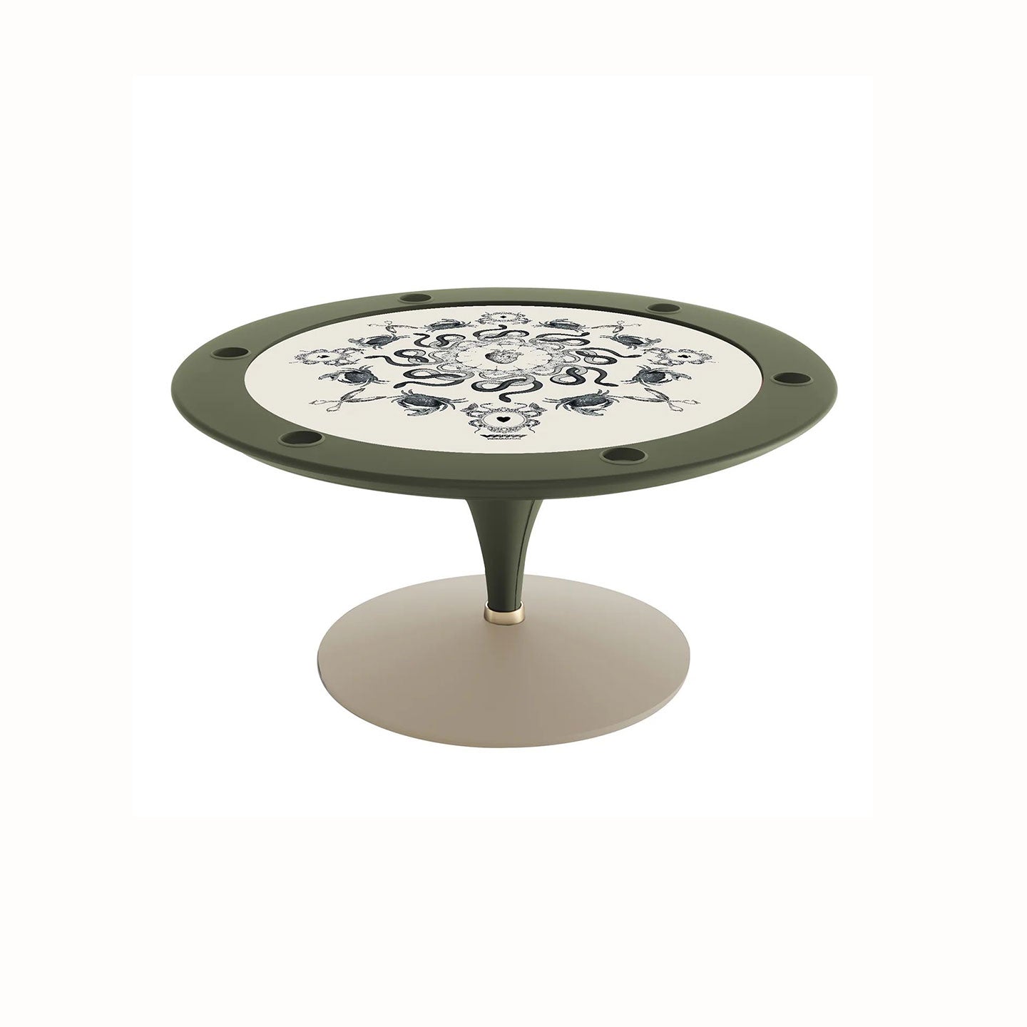 Modern Round Game Table With Felt Surface and Wooden Frame
