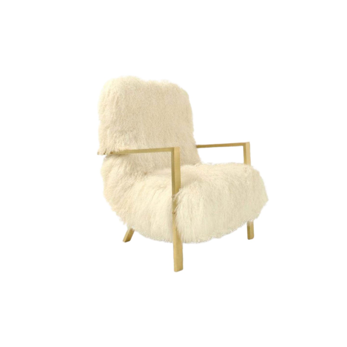 Contemporary Modern White Mongolian Goat Italian Armchairs