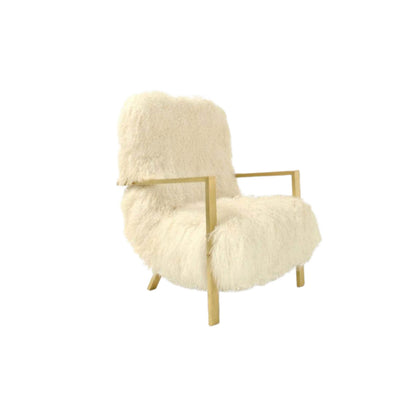 Contemporary Modern White Mongolian Goat Italian Armchairs