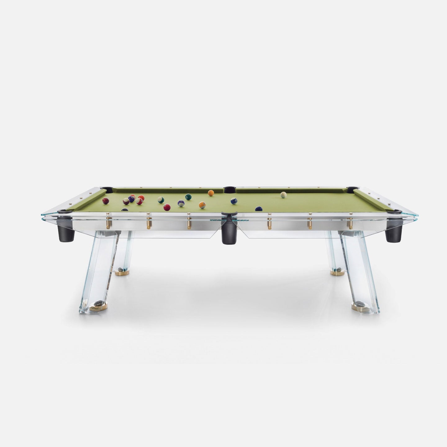 High-End Customized  Crystal Glass Pool Table With Slate Bed and Stainless Steel Rails-Factory Direct