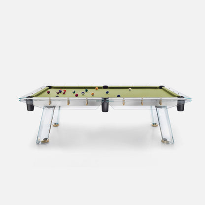 High-End Customized  Crystal Glass Pool Table With Slate Bed and Stainless Steel Rails-Factory Direct