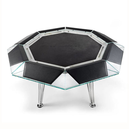 Luxury Modern Glass Eight-player Chess and Card Table Stainless Steel Leg Table Large Board Games for Relax at Home