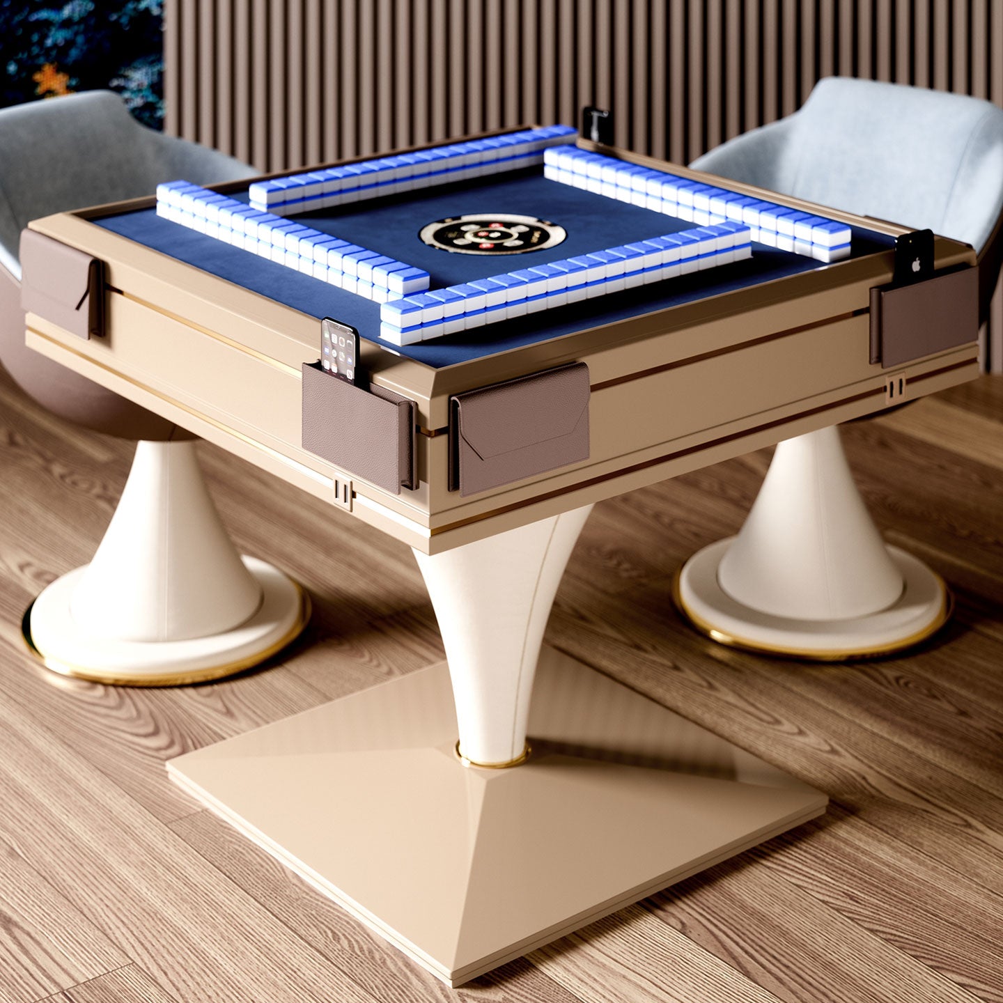 Luxury Fully Automatic Conical Mahjong Table Leather Mahjong Table Four-person Game Entertainment Table