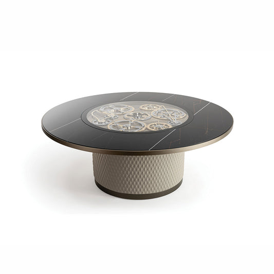 Electric round dining table with gears