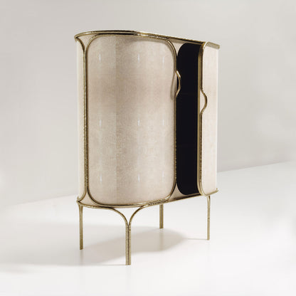 Shagreen Bar Cabinet with Bronze-Patina Brass Details