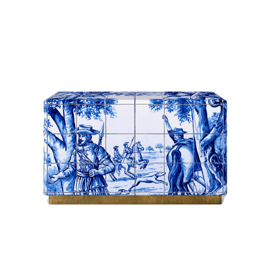 Custom-designed artistic bedside table with solid wood painting craftsmanship