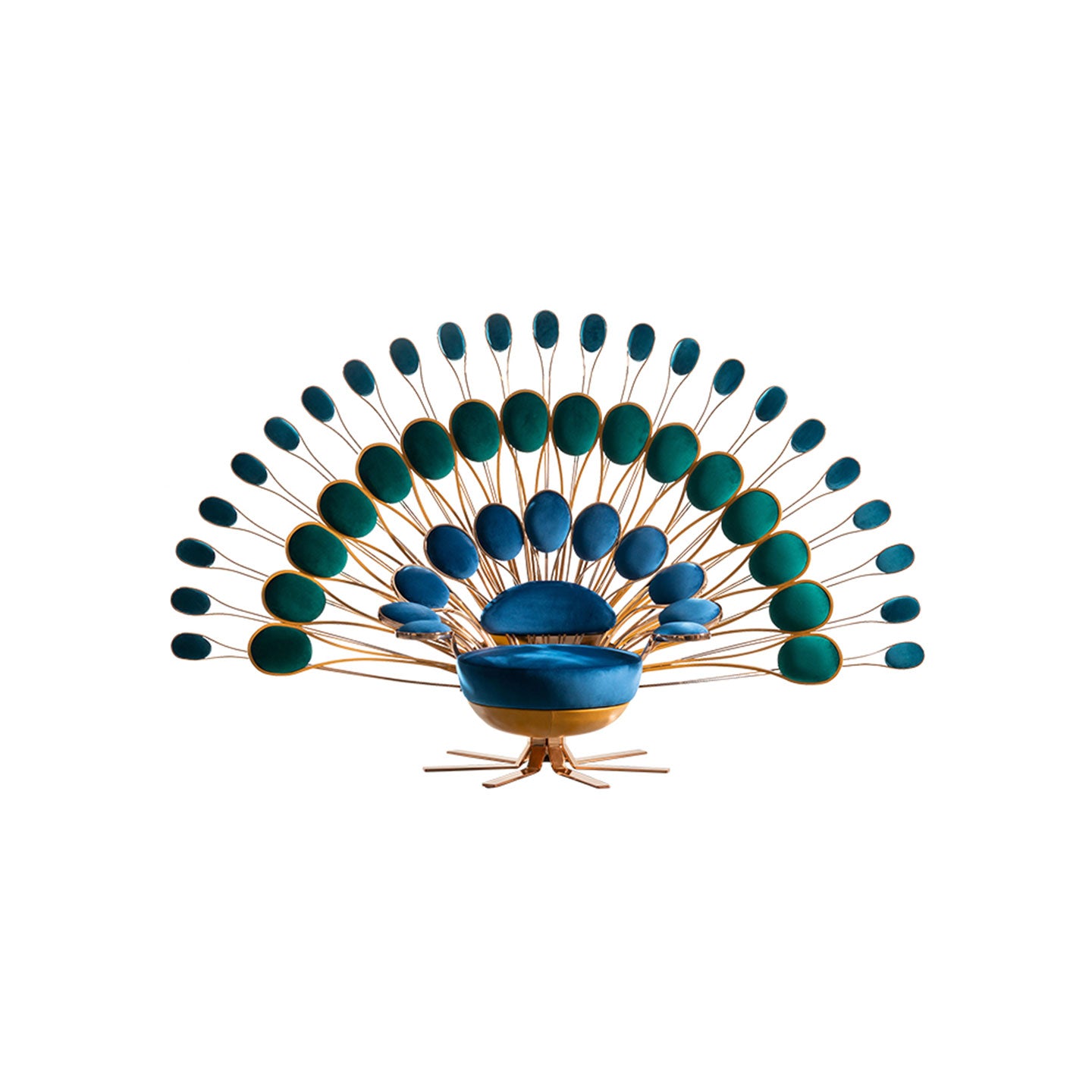 High Quality Luxury Upholstery Blue Modern Unique Design European Style Peafowl Shape Animal Leisure Sofa Chair