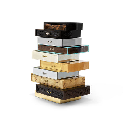 Solid Wood Carved Multi-Drawer Cabinet