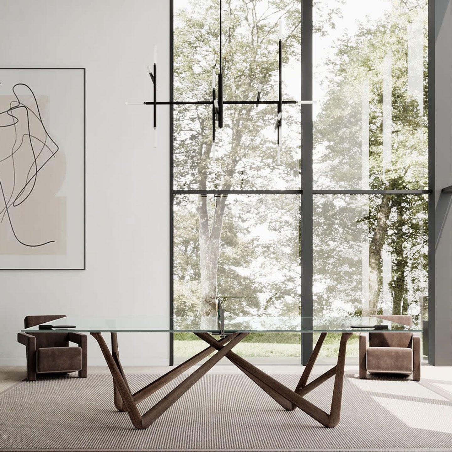 Effetto 71 Walnut And Glass Top Table Tennis And Dining Table