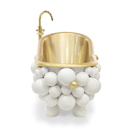 Custom modern luxury bathroom bathtub with white bubble balls and a gold interior freestanding bathtub