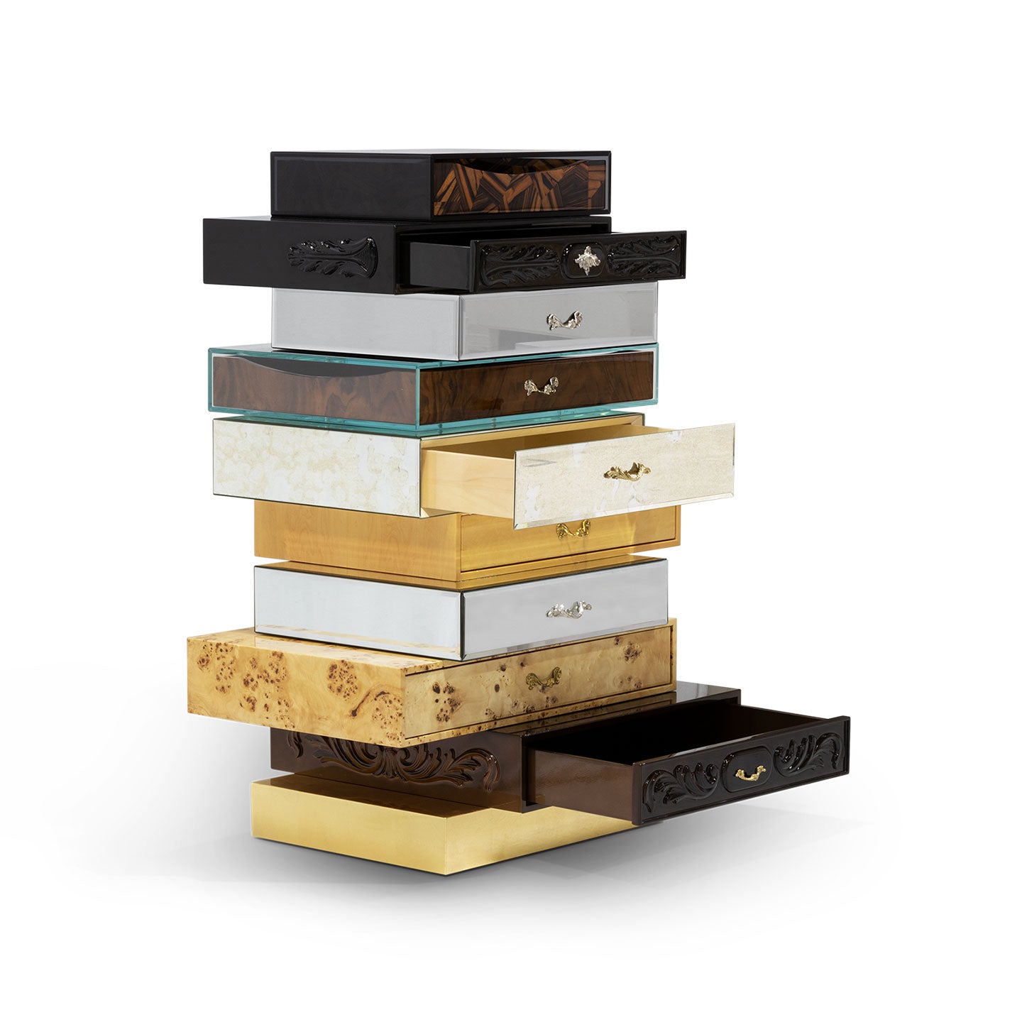 Solid Wood Carved Multi-Drawer Cabinet