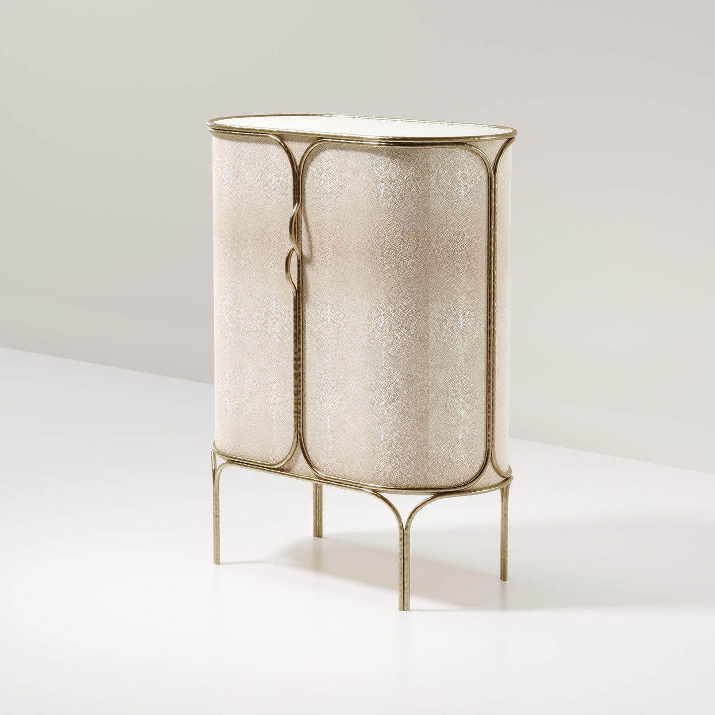 Shagreen Bar Cabinet with Bronze-Patina Brass Details