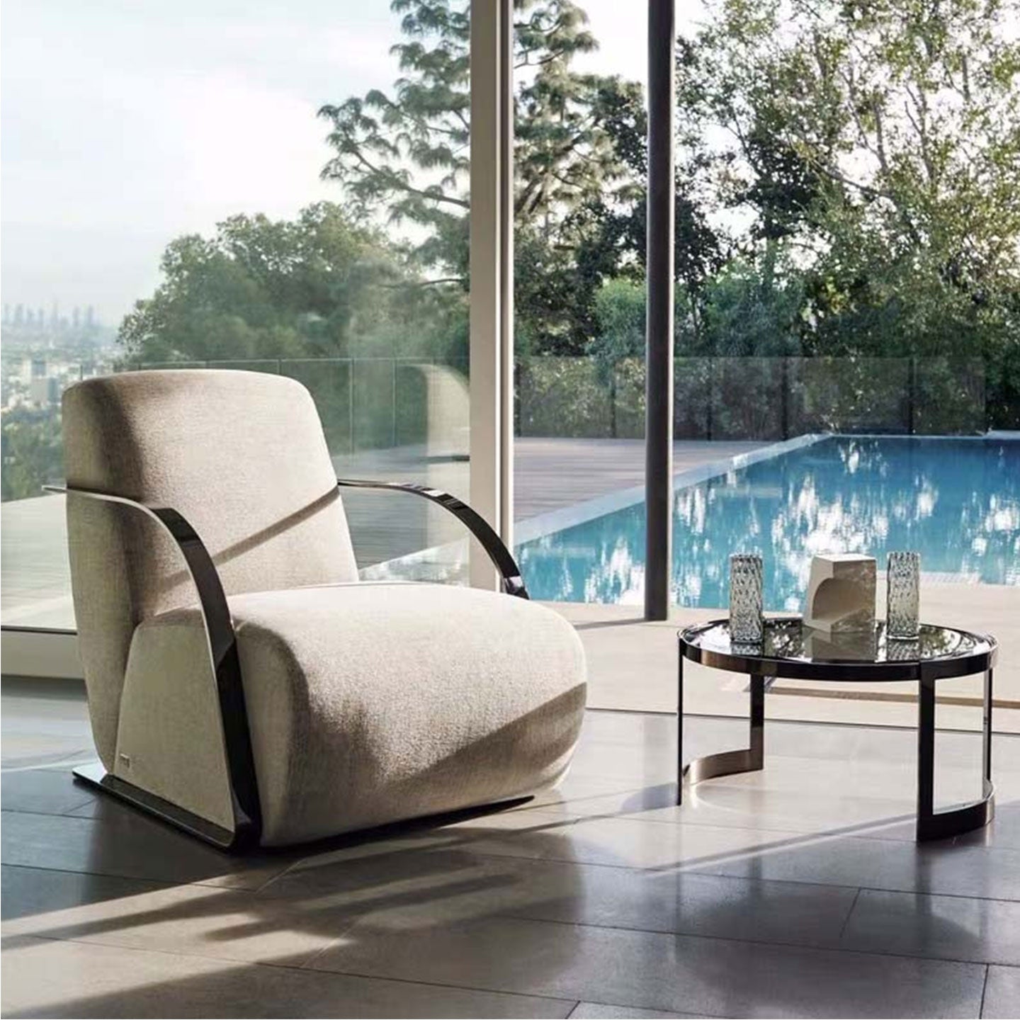 Equipped with metal armchairs for luxury living rooms or hotel lobbies